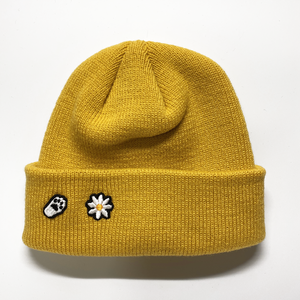 EMBROIDERY KNIT BEANIE_DEEP YELLOW