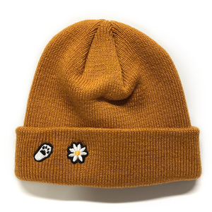 EMBROIDERY KNIT BEANIE_CAMEL