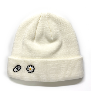 EMBROIDERY KNIT BEANIE_IVORY